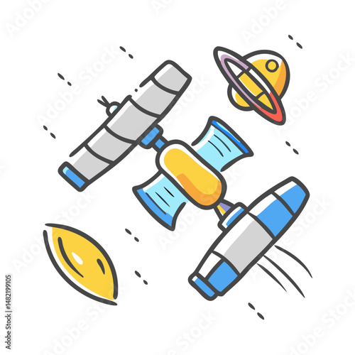Fototapeta Naklejka Na Ścianę i Meble -  space station icon, space station vector illustration-simple illustration of space station, perfect for space station logos and icons