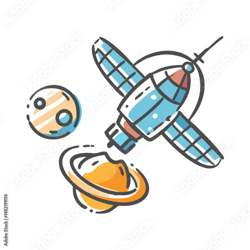 Fototapeta Naklejka Na Ścianę i Meble -  space station icon, space station vector illustration-simple illustration of space station, perfect for space station logos and icons