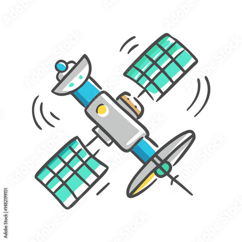Fototapeta Naklejka Na Ścianę i Meble -  space station icon, space station vector illustration-simple illustration of space station, perfect for space station logos and icons