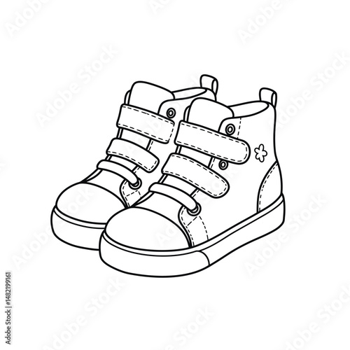 Line Art of High-Top Sneakers