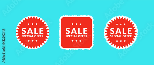 Sale sticker icon set. special discount offer tag vector collection 