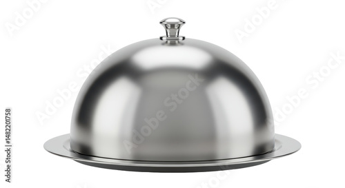 Fotografie Isolated Silver Food Dome and Serving Platter for Elegant Dining