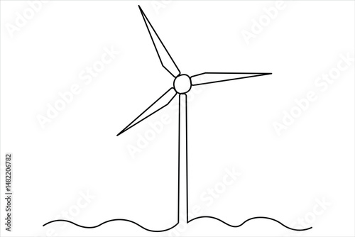 Continuous single line drawing of wind turbine alternative energy. symbol of ecology and protection of nature one line vector illustration