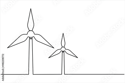 Continuous single line drawing of wind turbine alternative energy. symbol of ecology and protection of nature one line vector illustration