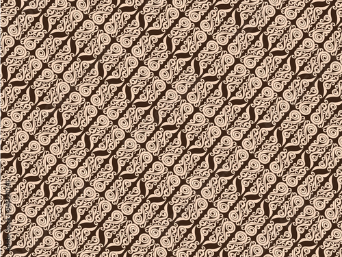Dense Seamless Diagonal Papua Batik Pattern in Brown and Beige