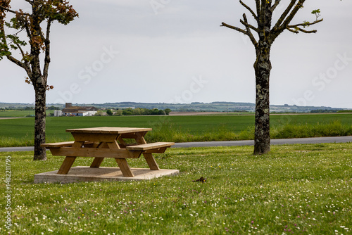 Wallpaper Mural table and bench in the roadside rest area in road of france Torontodigital.ca