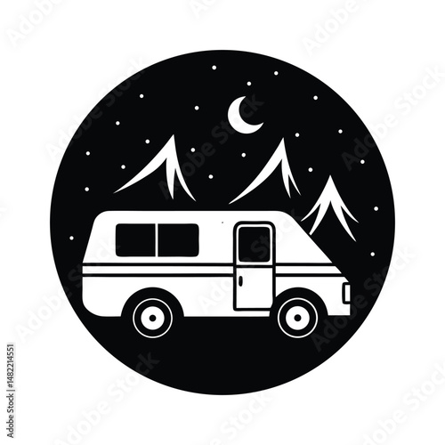 Mini Camper Van Stars Vector Art