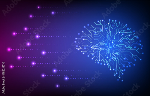 Data network and digital technology background design featuring futuristic electronic transformation concept.