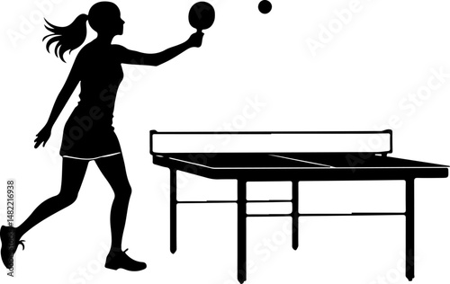 Table Tennis Player Silhouette