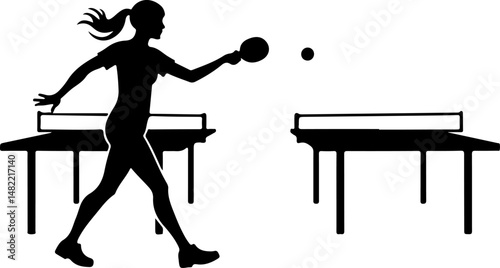 Table Tennis Player Silhouette