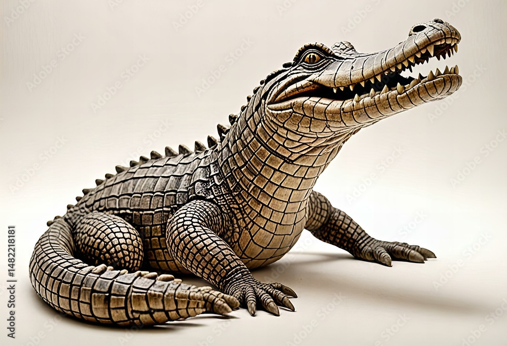 Naklejka premium Featuring Alligator statue on a white background