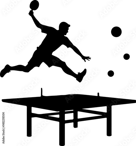 Table Tennis Player Silhouette