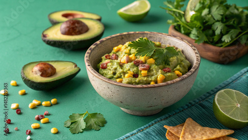 Delicious Guacamole Spread with Avocado Composition