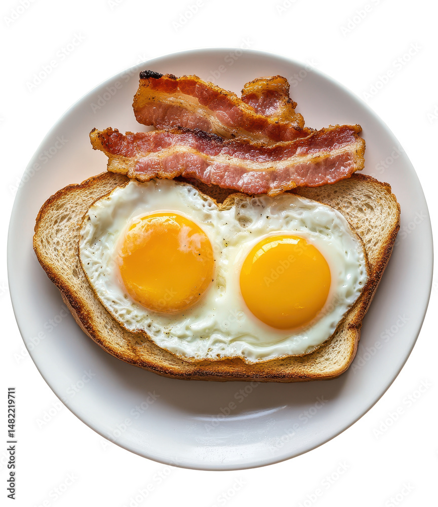 Fried egg and bacon on toast Fried egg and bacon on toast