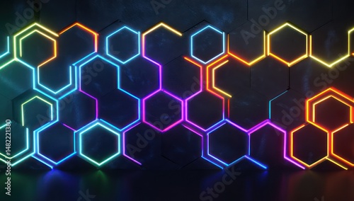 3D LED panel in a neon abstract style, illuminating the space with creative light flows.