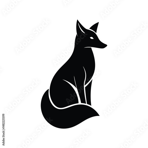 Fox Sitting Minimalist Vector Silhouette
