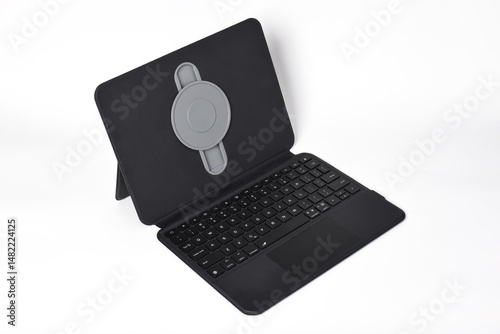 Keyboard case for modern tablet device isolated on white background