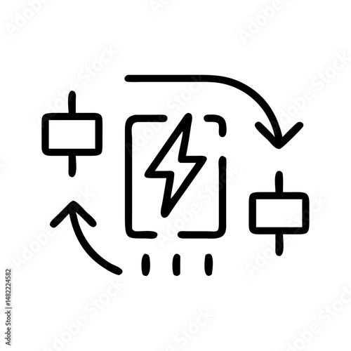 Set of outline icons related to charging. Linear icon collection. Editable stroke. Vector illustration