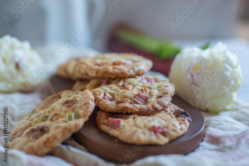 sweet home made rhubarb cookies with white chocolate
