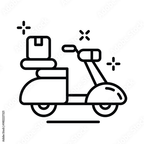 Trendy linear icon of fast scooter delivery service