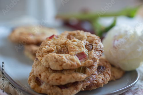 sweet home made rhubarb cookies with white chocolate