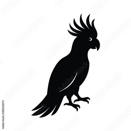 Cockatoo Perched Crest Vector Silhouette