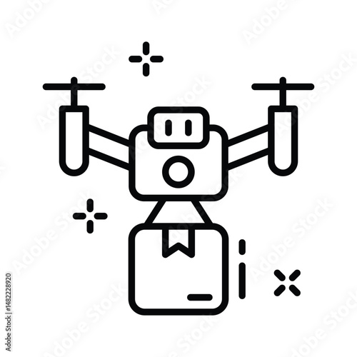 Grab this outline icon of drone delivery system