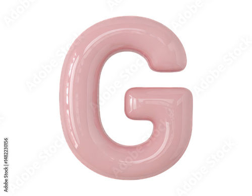 Letter G made of shiny soft pink bubble isolated on a transparent background png