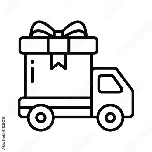 A captivating linear icon of gift delivery service
