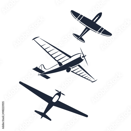 A  set of  Minimalist airplanes icon silhouette