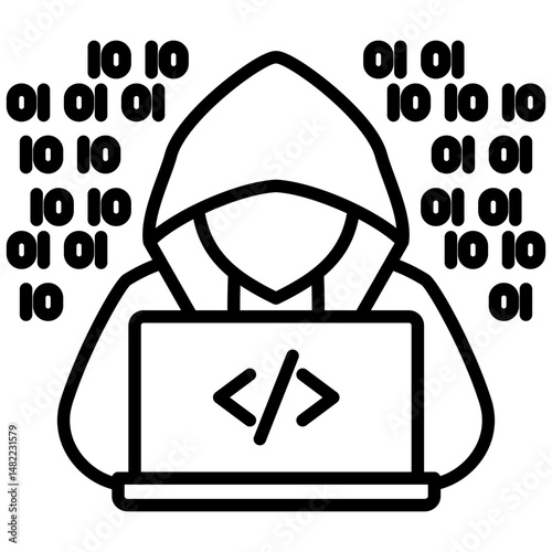 Hacker outline icon. Simple vector icon design in outline style. Editable vector format