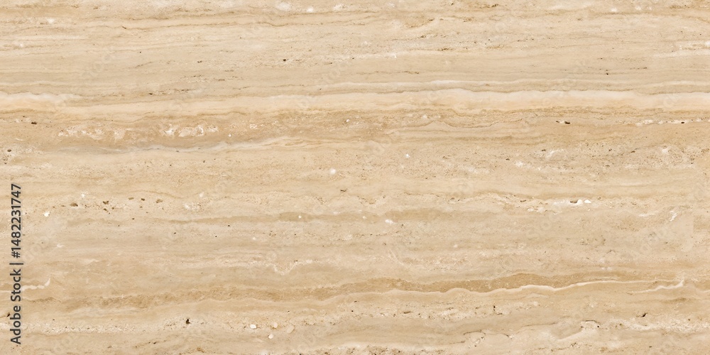 Fototapeta premium Natural Beige Travertine Stone Texture – Seamless Matte Background with Linear Grain for Modern Architecture and Rustic Interiors
