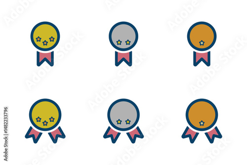 金銀銅のメダルのアイコンイラストセット