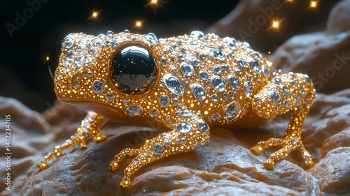 Golden Frog on a Rocky Surface photo