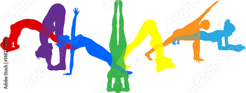 Yoga Pilates Poses Women Si...