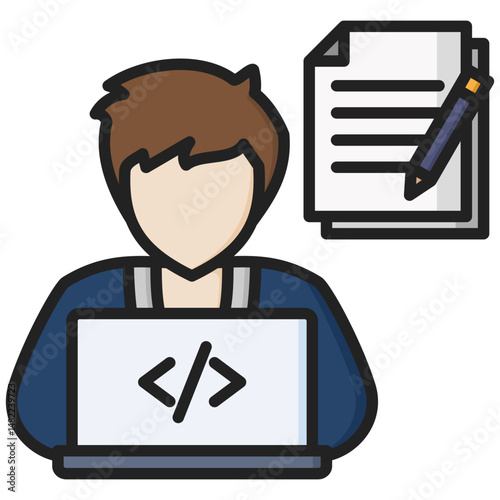 Blogger lineal color icon. Simple vector icon design in lineal color style. Editable vector format