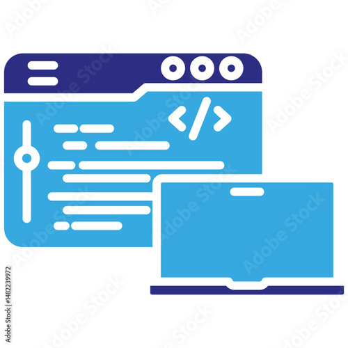 Web programming solid dual color icon. Simple vector icon design in solid color style. Editable vector format