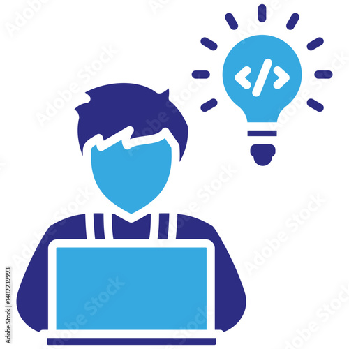 Programmer solid dual color icon. Simple vector icon design in solid color style. Editable vector format