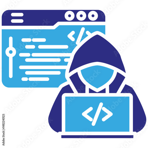 Hacking solid dual color icon. Simple vector icon design in solid color style. Editable vector format