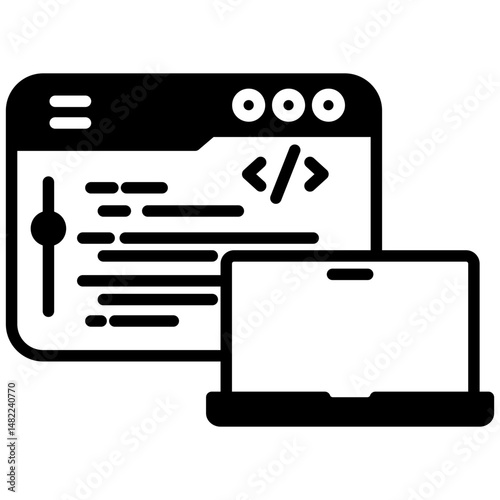 Web programming mixed glyph icon. Simple vector icon design in glyph style. Editable vector format