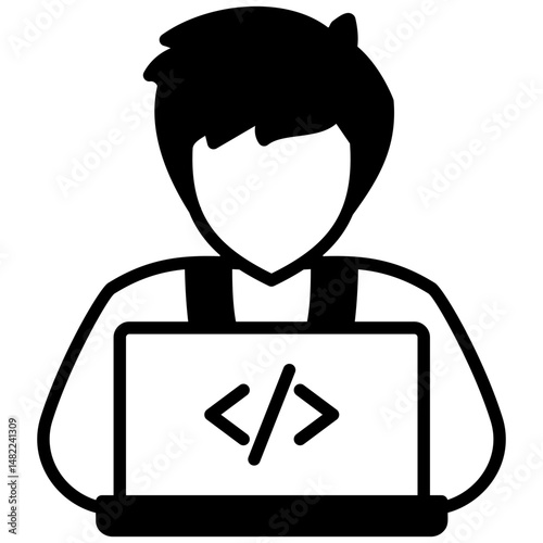 Developer mixed glyph icon. Simple vector icon design in glyph style. Editable vector format