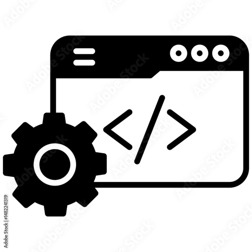 Web development mixed glyph icon. Simple vector icon design in glyph style. Editable vector format