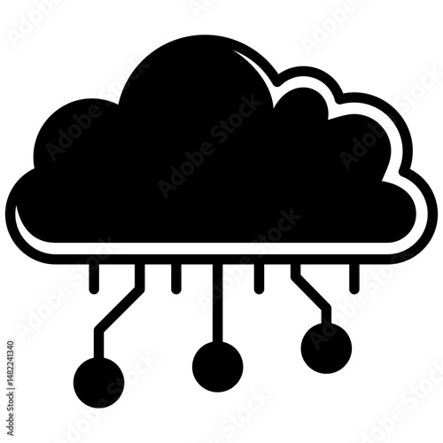 Cloud computing mixed glyph icon. Simple vector icon design in glyph style. Editable vector format