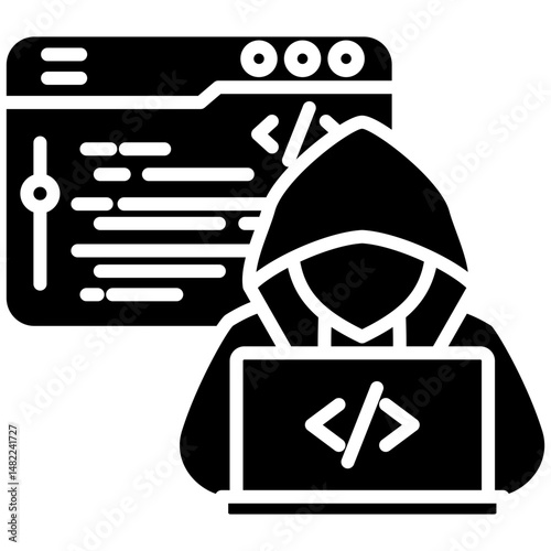 Hacking gylph icon. Simple vector icon design in gylph style. Editable vector format