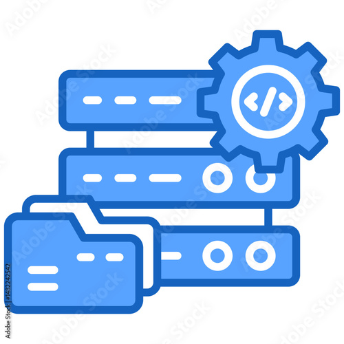 Database blue color icon. Simple vector icon design in blue color style. Editable vector format