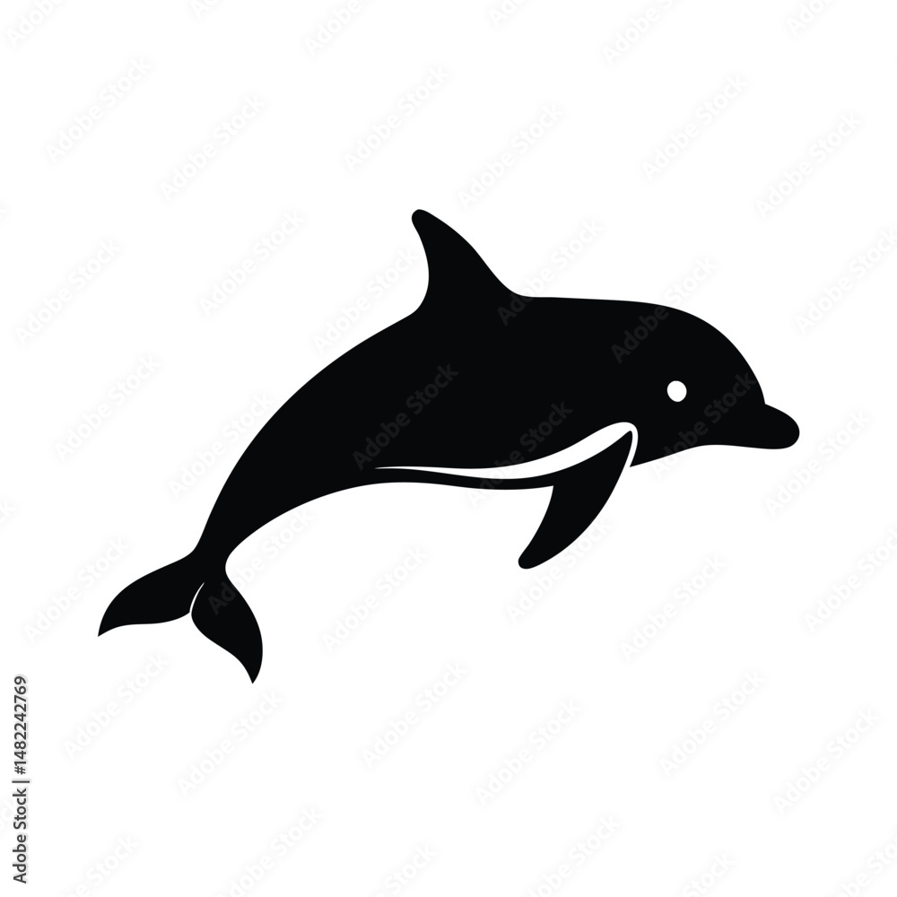 Fototapeta premium Vaquita Swimming Fin Vector Clipart