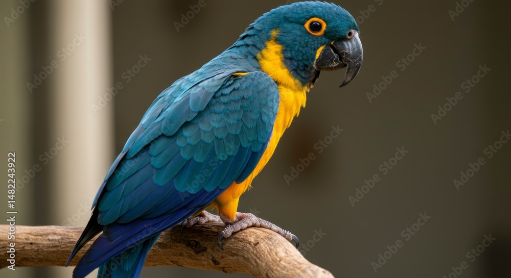 Obraz premium Blue-yellow parrot perched