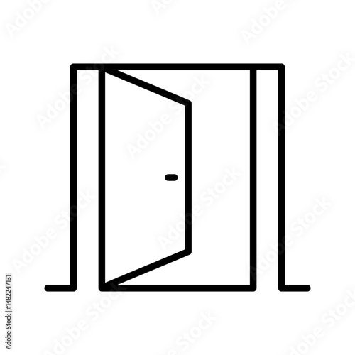 icon set open door in striped and black style on white backround	