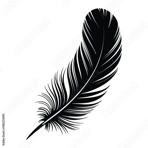Warbler Feather Silhouette, Vector, Illustration, Icon, Logo, White Background.