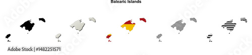 Balearic Islands blank (Spain) outline map set